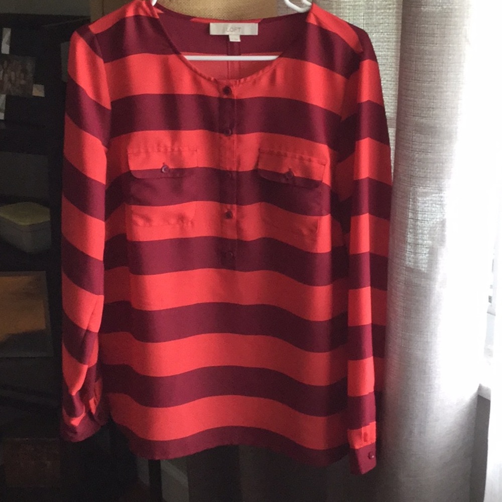 Loft Striped Henley-style blouse